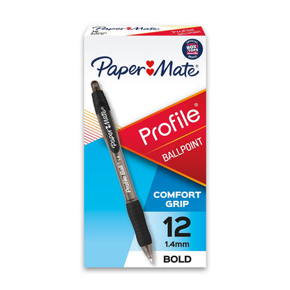 Paper Mate Profile Retractable Ballpoint Pens - Black Ink, 2 pack