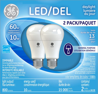 GE 10W A19 LED Daylight General Purpose Dimmable Light Bulb (4-Pack)