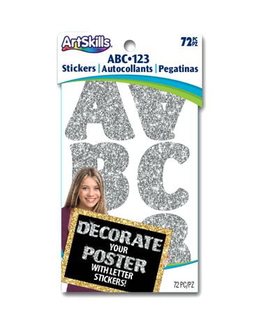 Artskills Mini Silver Glitter Gem Letter Stickers, 150 Count