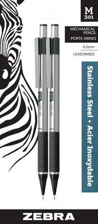 Zebra M-301 Mechanical Pencil With Bonus Lead - Assorted, 2 count