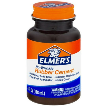 ELMER'S Rubber Cement Adhesive with Brush Applicator, 4 oz