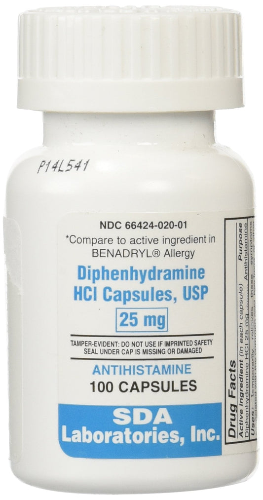DIPHENHYDRAMINE 25 MG CAP 100 UD
