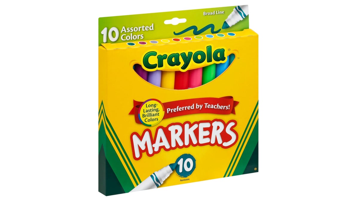 Crayola Broad Line Markers - Bold & Bright Colors, 10 count