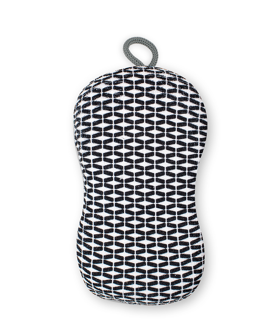 MUkitchen Designer Print Double Duty Scrub Sponge - Tiles Black