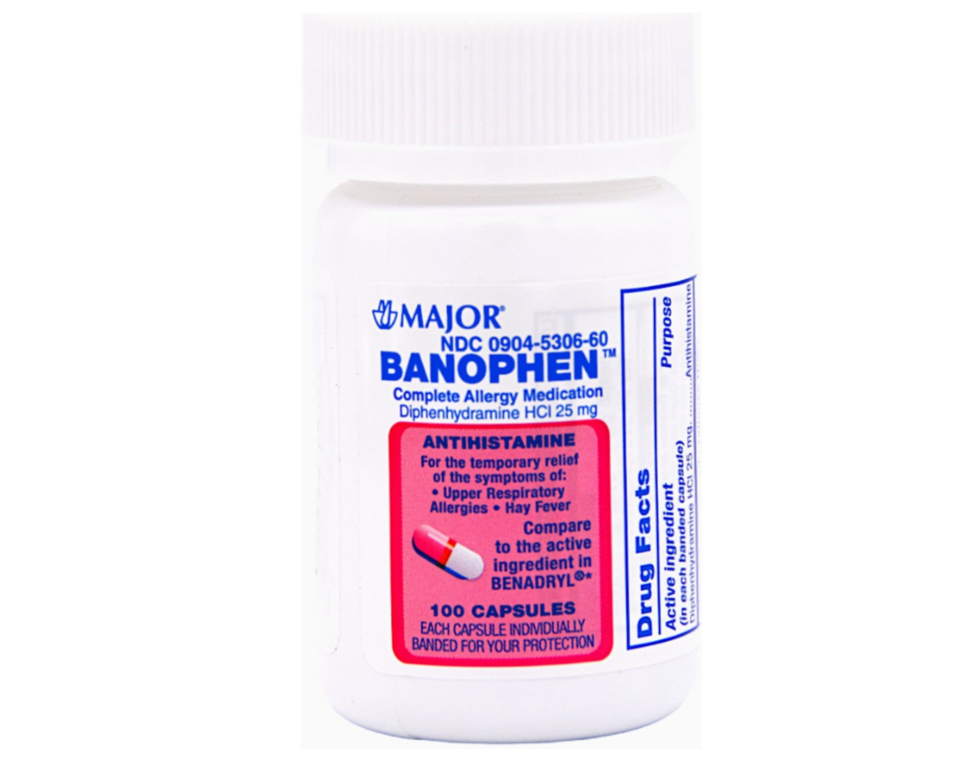 ALLERGY BANOPHEN 25MG TABLET 24CT MAJ