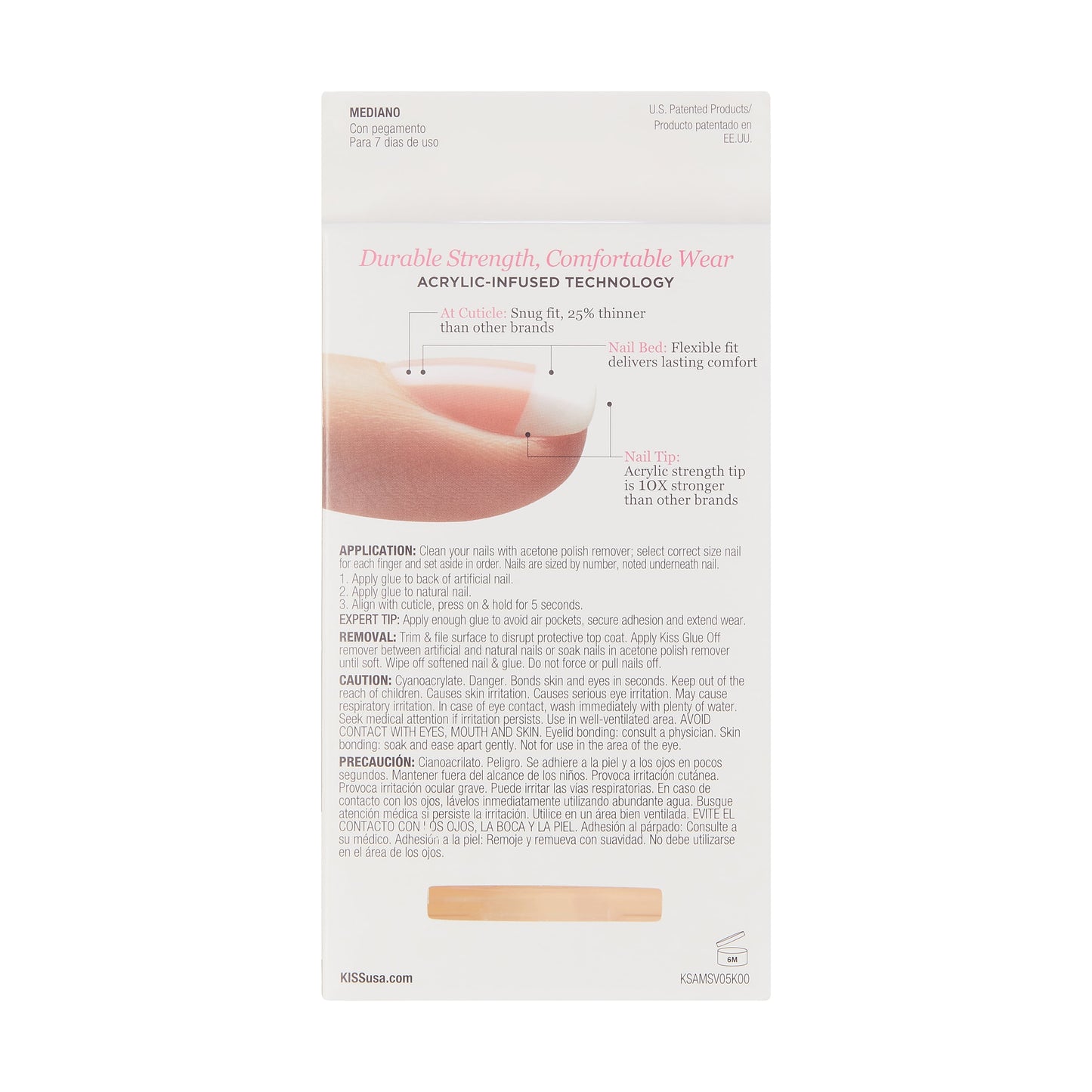 KISS Sugar Rush Salon Acrylic French Nails, Square