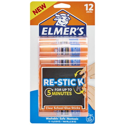 ELMER'S Re-Stick Glue Sticks - Clear, 2 count