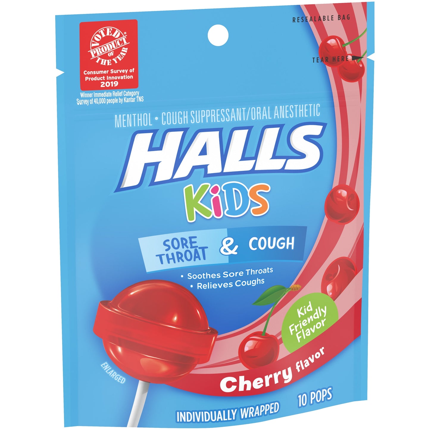 HALLS KIDS POPS BAG ORANGE 10PC