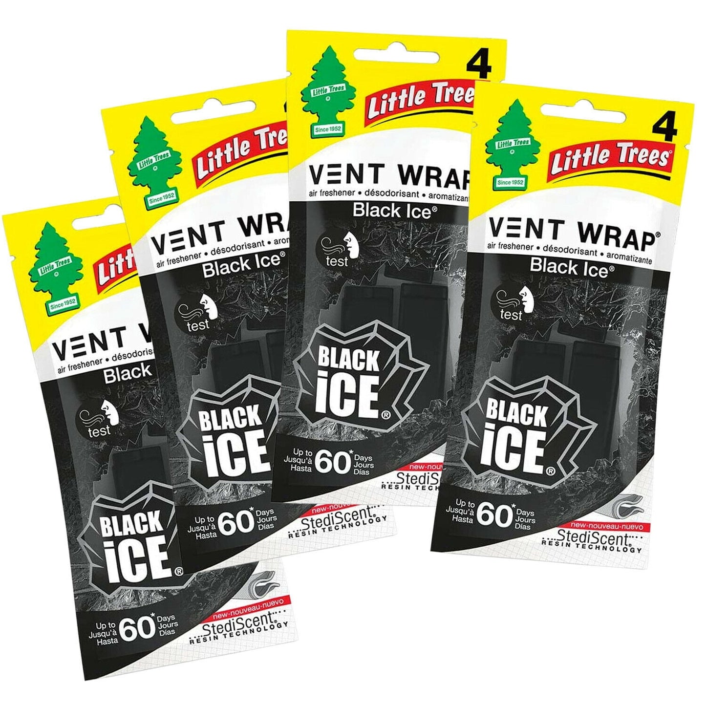 Little Trees Black Ice Vent Wraps, 4 count