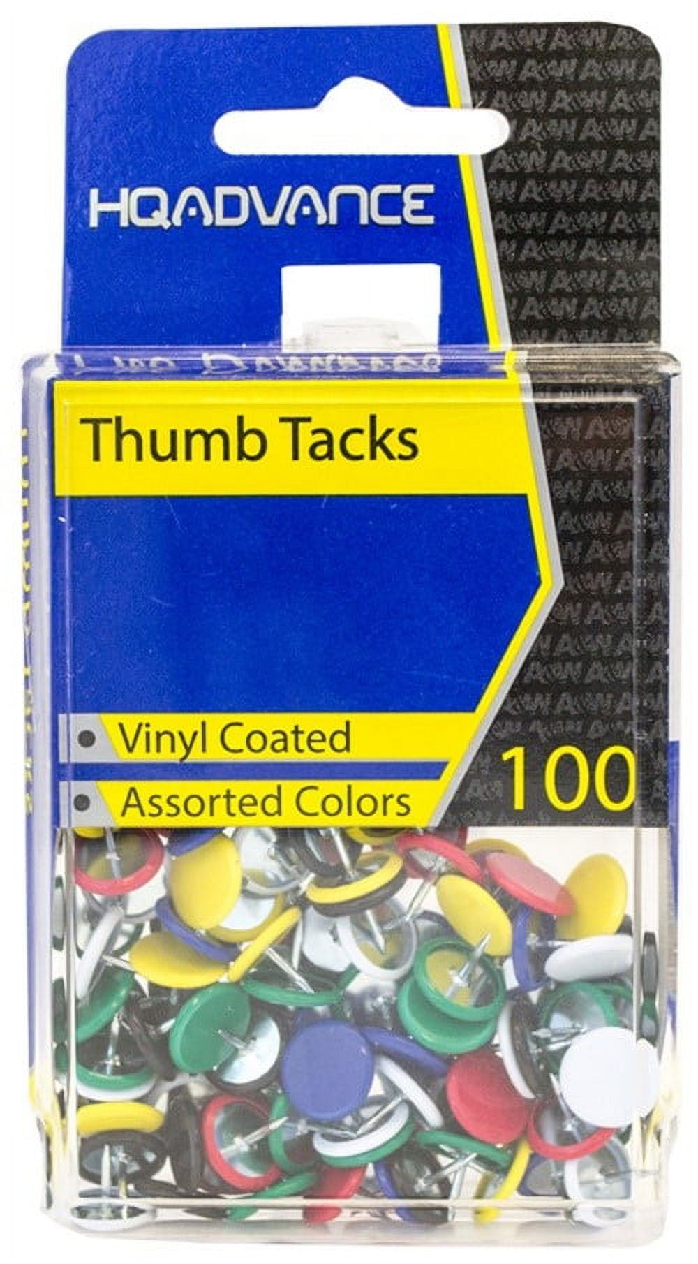 CLi Vinyl Coated Thumb Tacks in Reusable Box - Assorted, 100 count