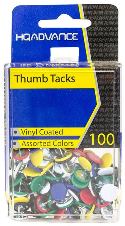 CLi Vinyl Coated Thumb Tacks in Reusable Box - Assorted, 100 count