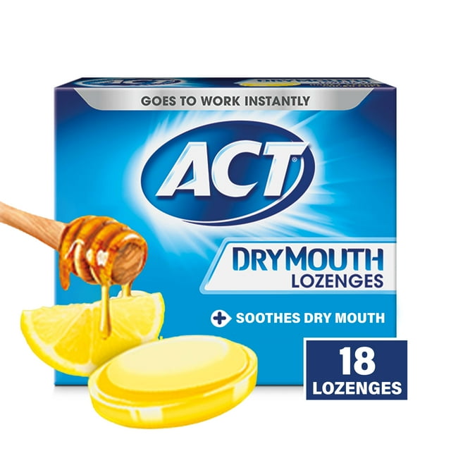 ACT DRY MOUTH LOZENGES HONEY LEMON 18CT