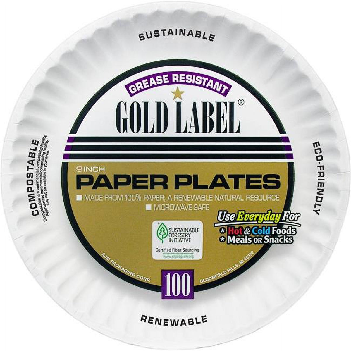 PAPER PLATES 9N 8X150 WHITE