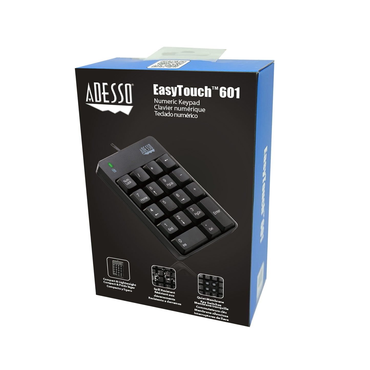 Adesso USB Spill Resistant 18-Key Numeric Keypad - Black