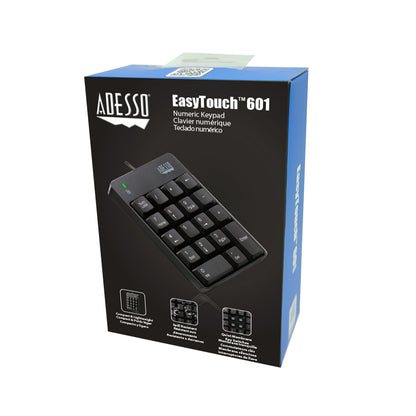 Adesso USB Spill Resistant 18-Key Numeric Keypad - Black