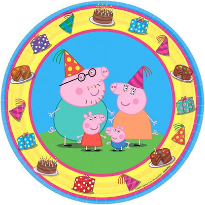 Unique Patterned Round 7" Paper Plates - Peppy Birthday, 8 count