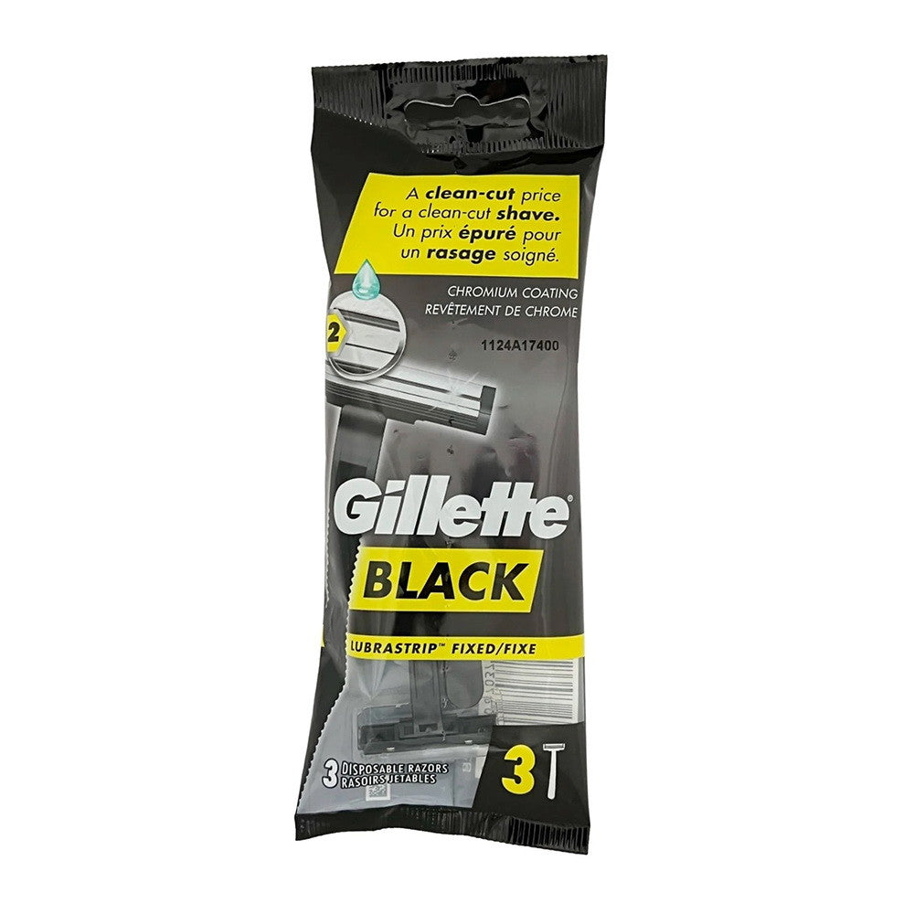Gillette Mens Black Razor Disposable 3 Count (4in)