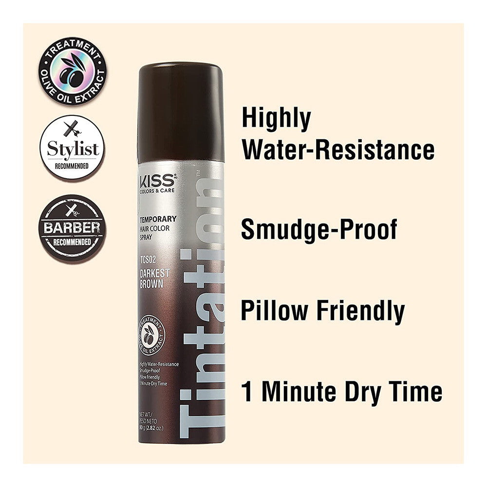 Kiss Tintation Temporary Color Spray Darkest Brown 11.5oz