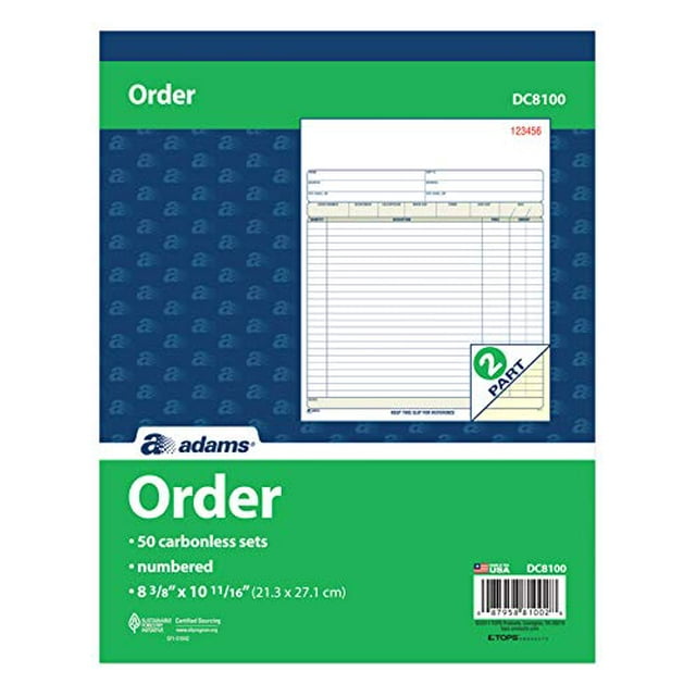 Adams Carbonless Sales Order Books - Two Part Forms, 50 Sheets