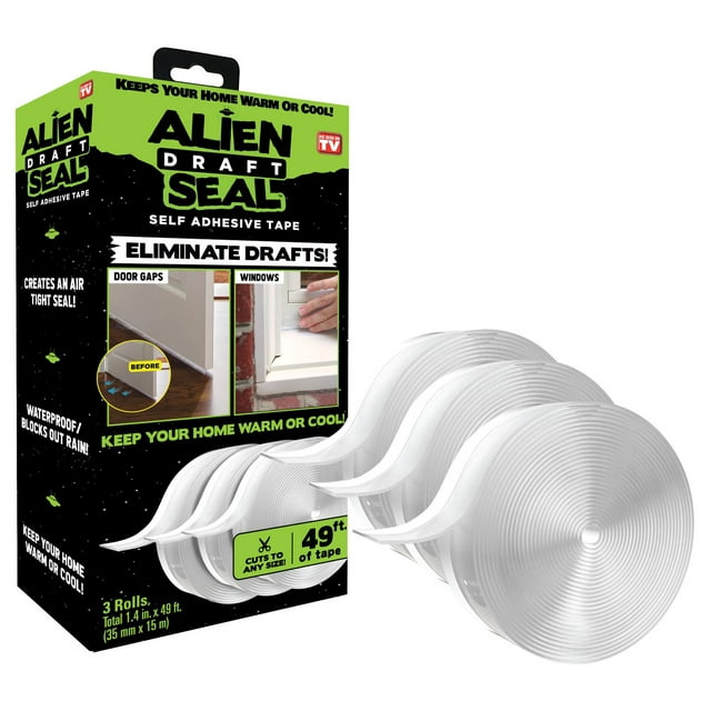 ALiEN Draft Seal Transparent Weather Stripping Insulation Tape, 3 pack
