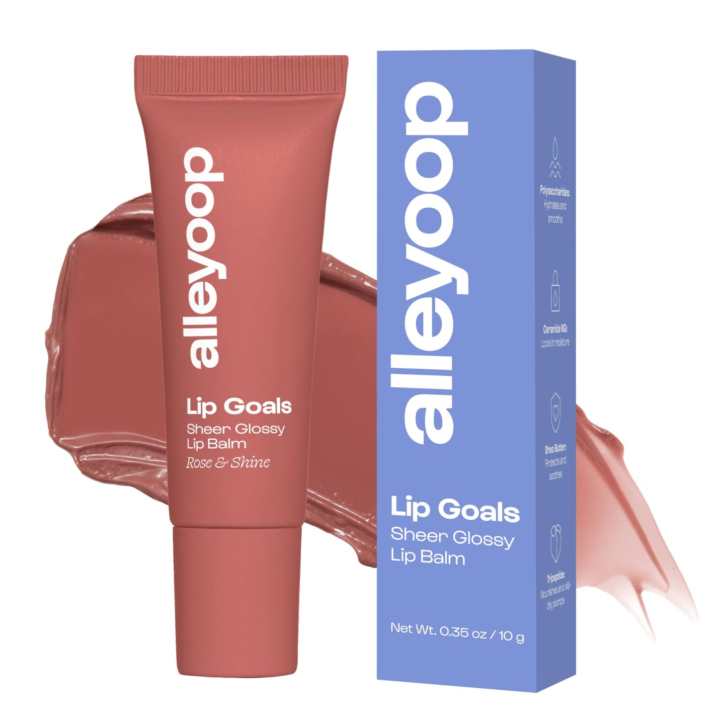 alleyoop Lip Goals Triple Peptide Sheer Hydrating Gloss - Rose & Shine