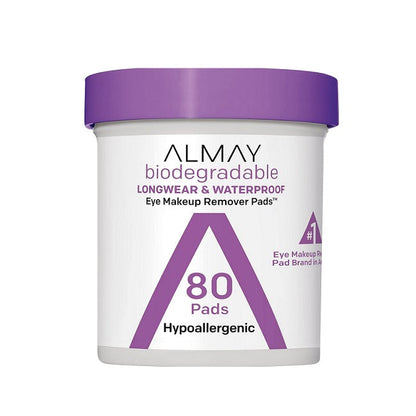 ALMAY Longwear & Waterproof Eye Makeup Remover Pads, 80 count