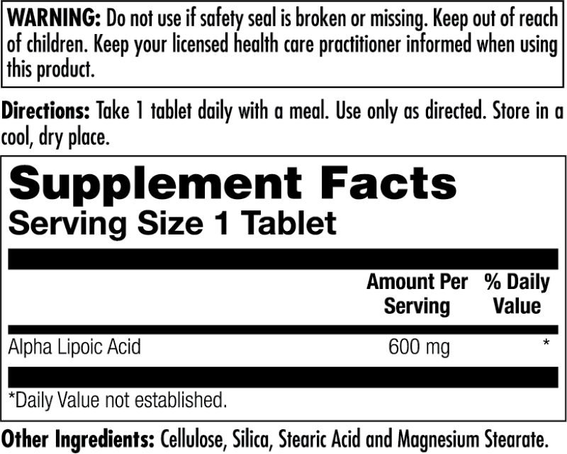 ALPHA LIPOIC ACID 600MG CAP 60CT SUNDOWN