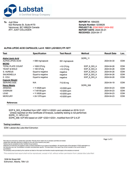 ALPHA LIPOIC ACID CP 600MG 60
