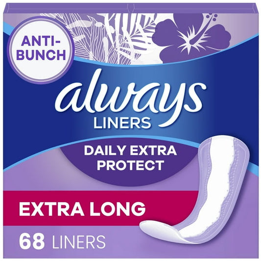 Always Liners Extra Protect Extra Long 68 Count Unscented