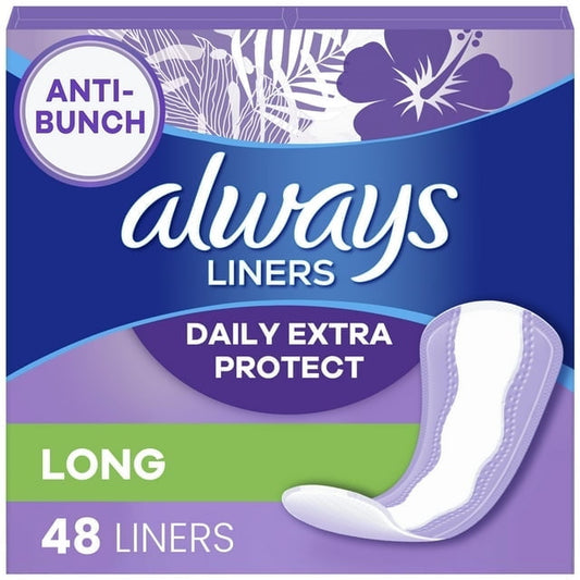 Always Liners Extra Protect Long 48 Count Unscented