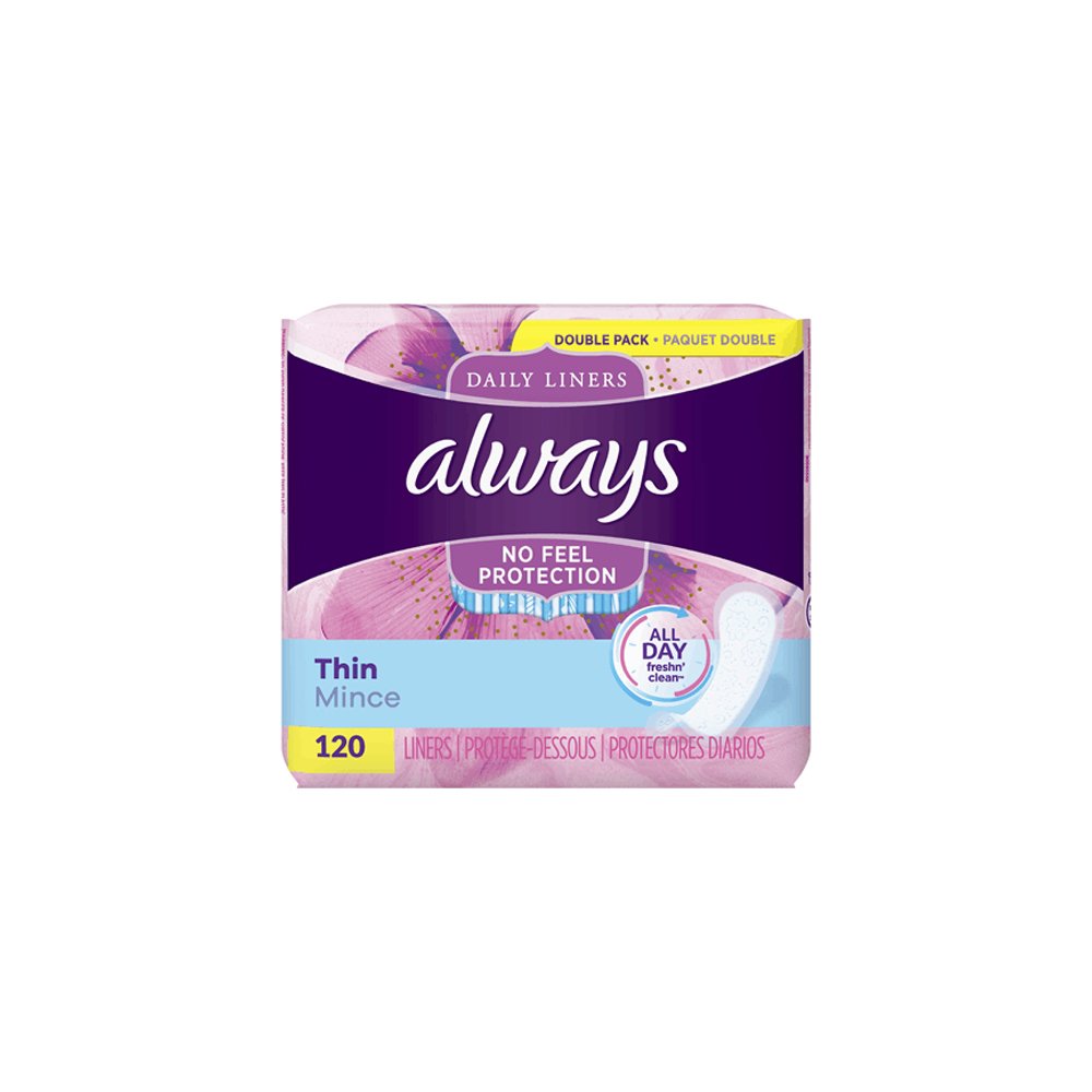 Always Daily Fresh Thin Liners Regular 120 Count Unscented
