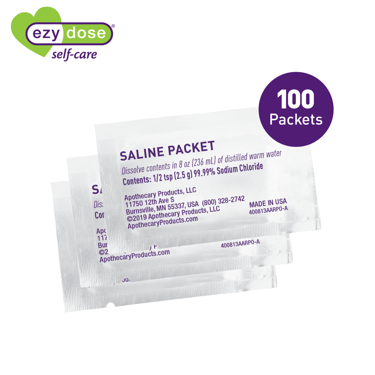 Ezy Dose Saline Nasal Rinse Packets, 100 count