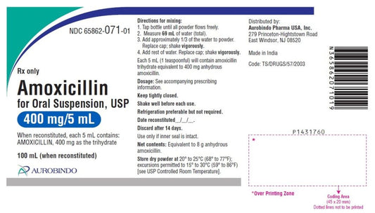 AMOXICILLIN PT 400MG/5ML 50ML