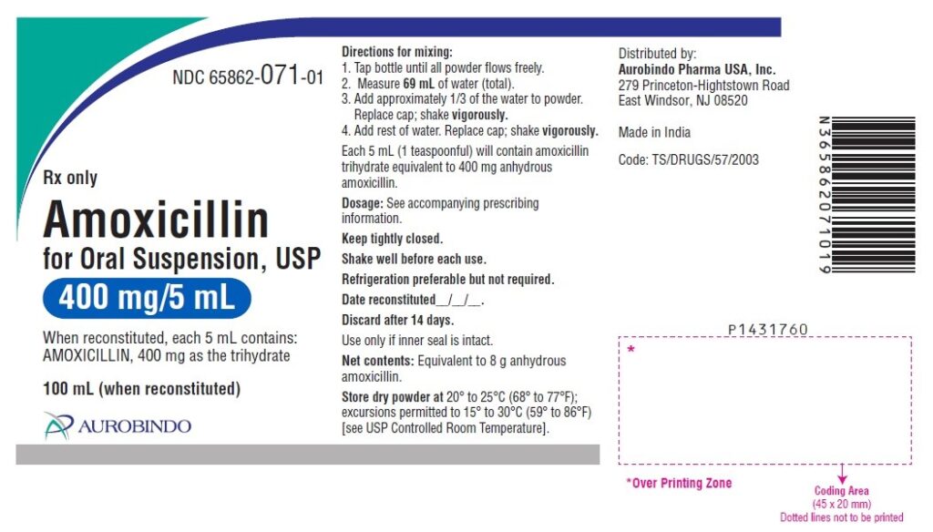 AMOXICILLIN PT 400MG/5ML 75ML DF