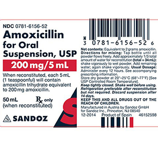 AMOXICILLIN PT 400MG/5ML 75ML