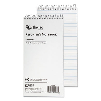 Earthwise® by Ampad® Recycled Reporter's Notebooks, 4" x 8", Pitman Rule, 70 Sheets