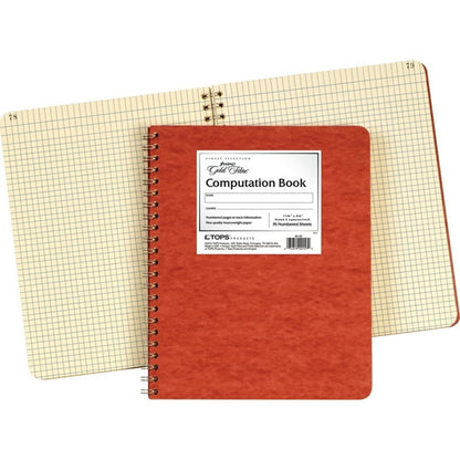 Ampad® Computation Book, Graph Ruled (4 x 4), Red Pressboard Covers, Ivory Paper, 76 Sheets