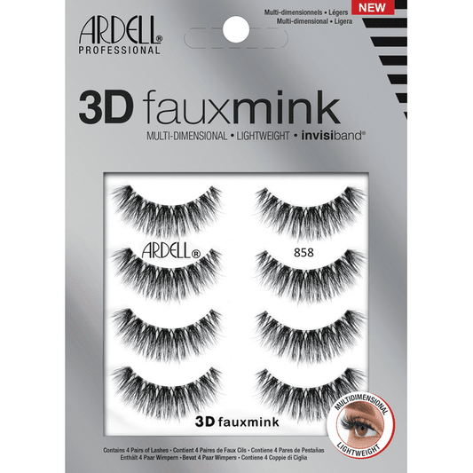 Ardell 3D Faux Mink Lashes - 858 Black, 4 count