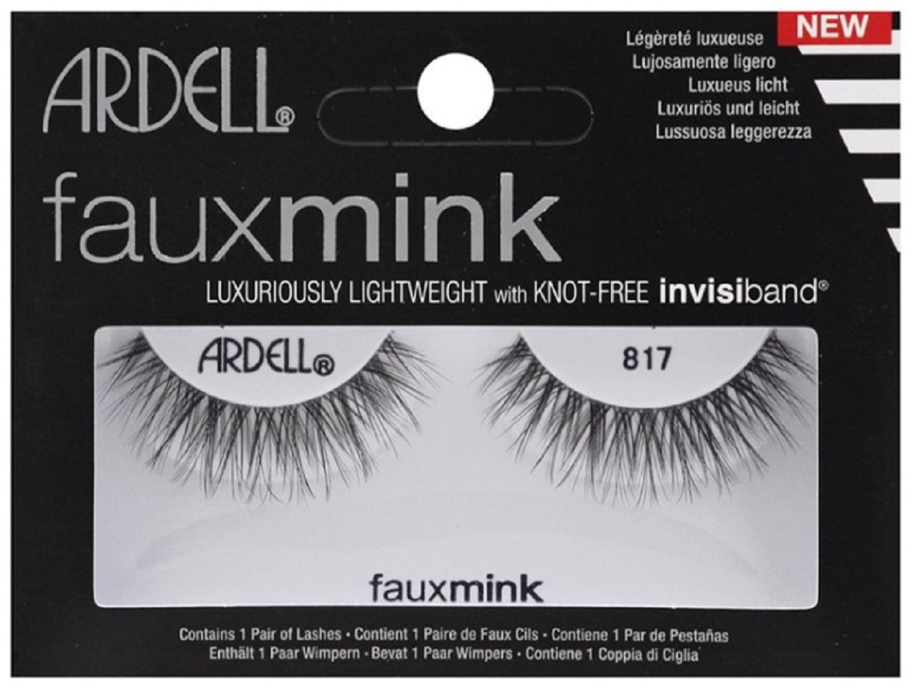 Ardell Faux Mink Lashes - 817 Black, 4 count