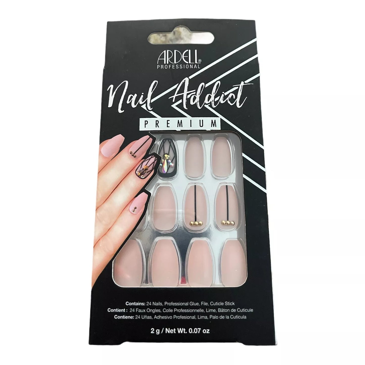 Ardell Nail Addict Premium Artificial Nail Set - Blush Geometric Crystals