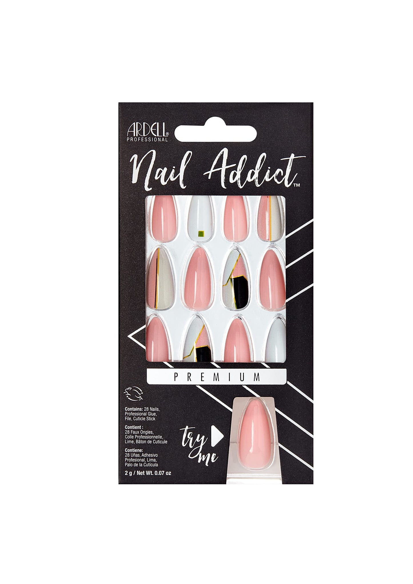 Ardell Nail Addict Premium Artificial Nail Set - Nude Light Crystals