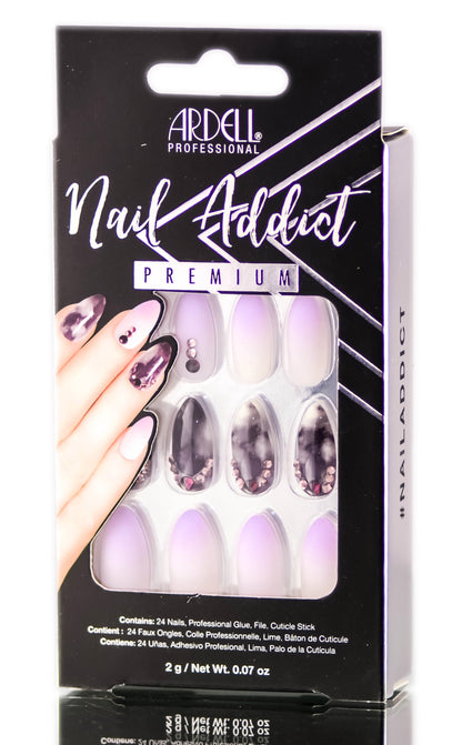 Ardell Nail Addict Premium Artificial Nail Set - Black Stud & Pink Ombre