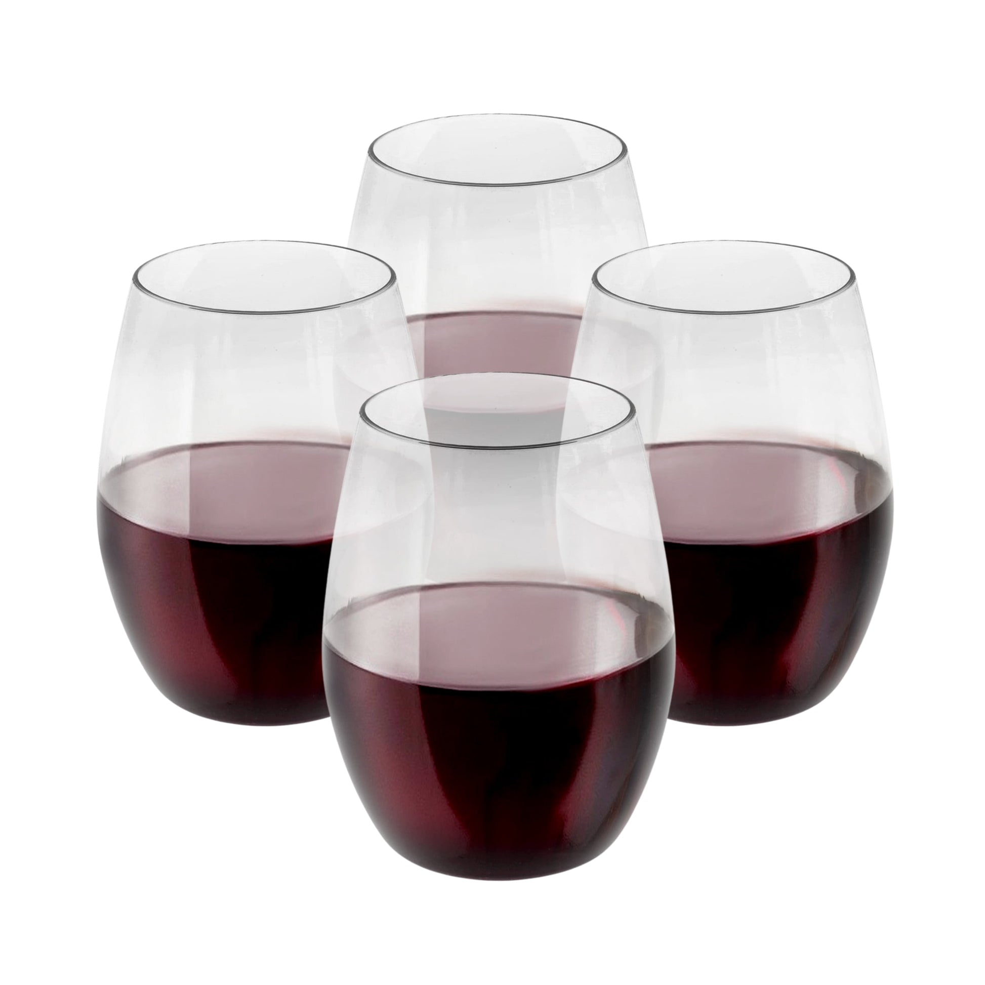 Arrow Stemless Plastic Wine Glasses, 16 oz - Set of 4