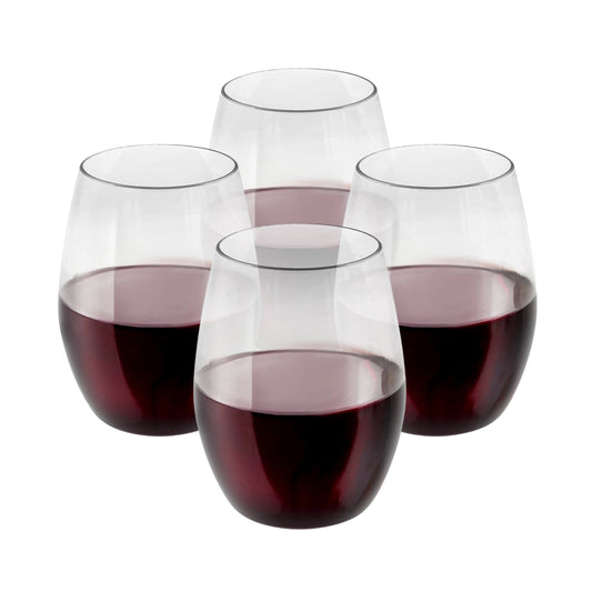 Arrow Stemless Plastic Wine Glasses, 16 oz - Set of 4