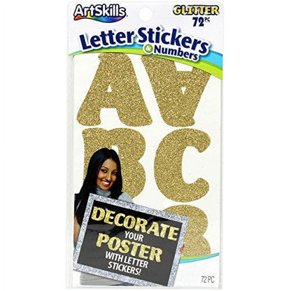 Artskills Silver Glitter Gem Letter Stickers, 72 Count