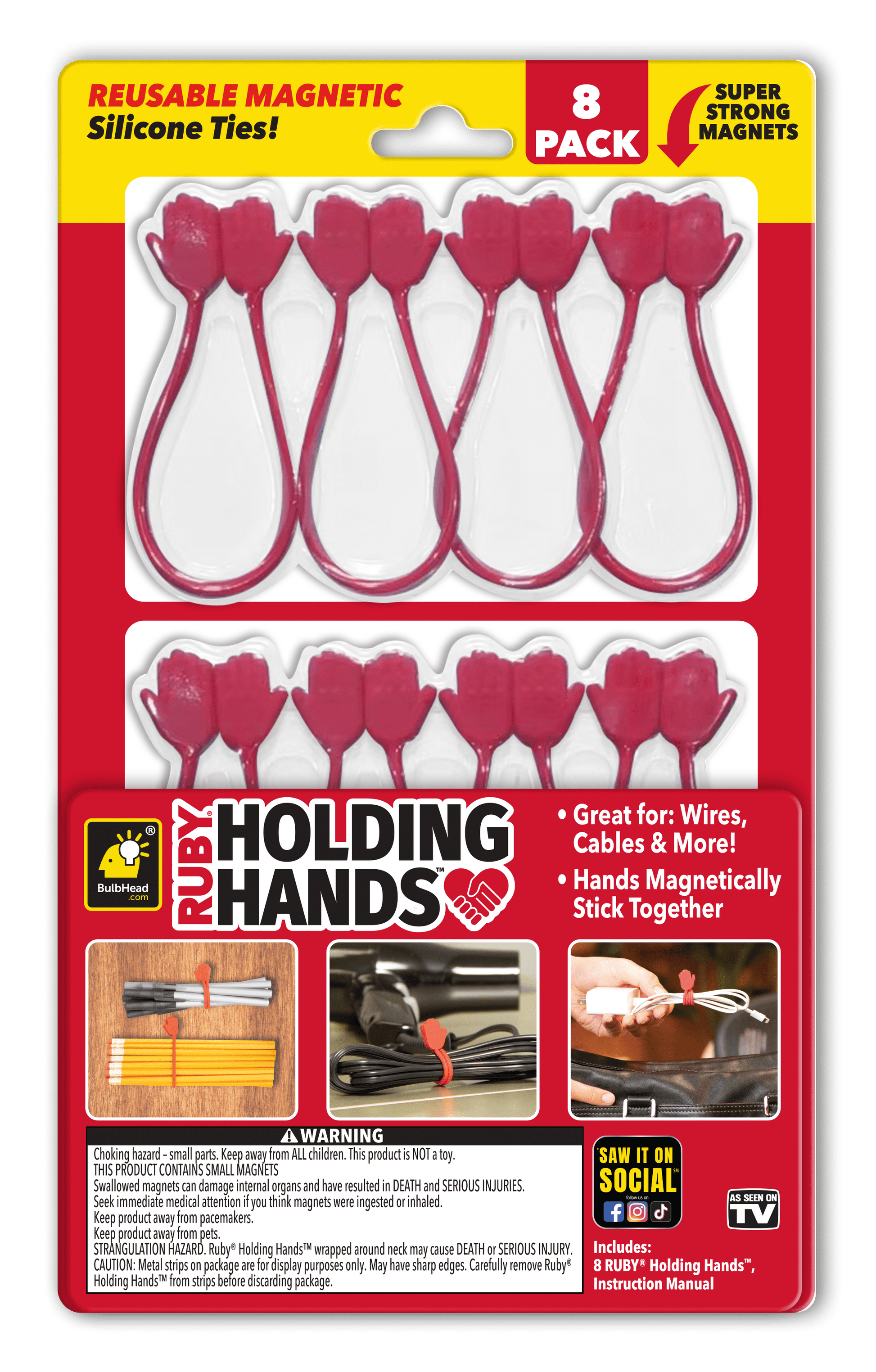 BulbHead Ruby Holding Hands Silicone Zip Ties