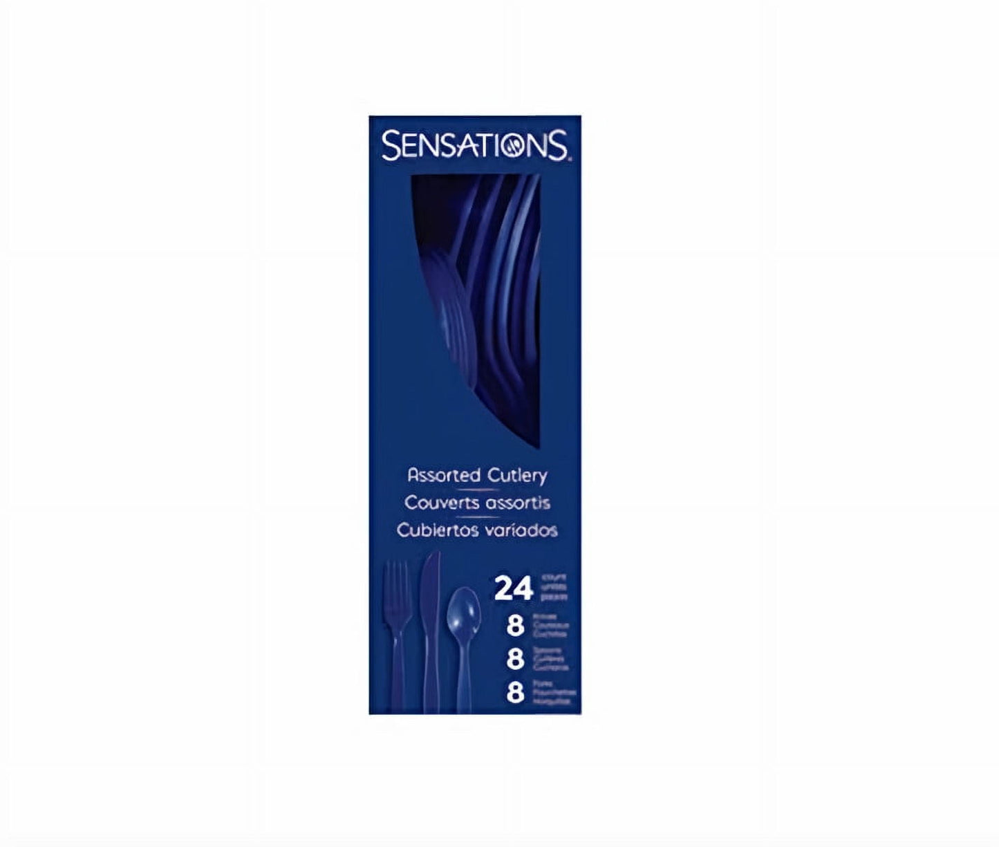 SENSATIONS Assorted Plastic Cutlery - Navy Blue, 24 count