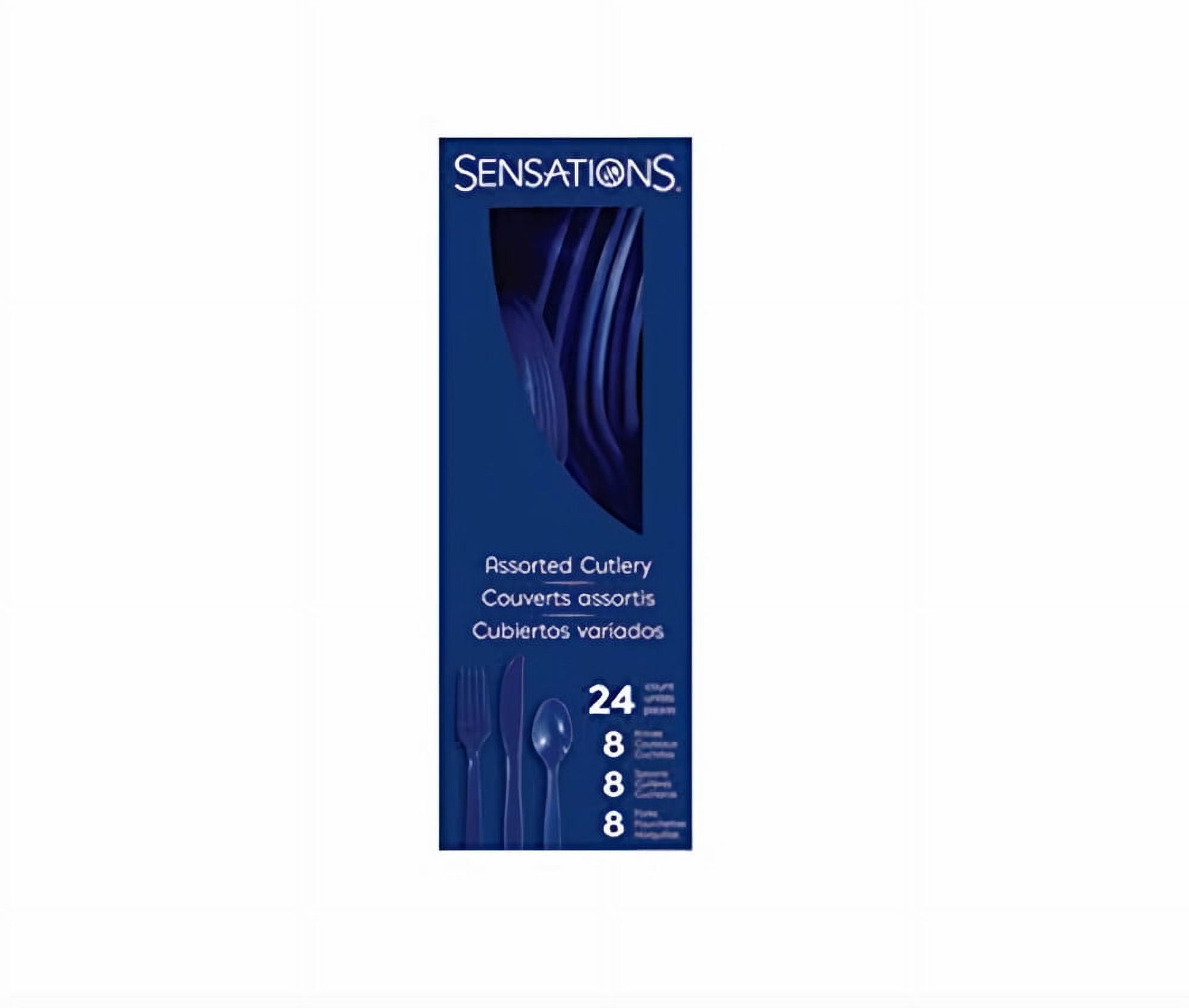 SENSATIONS Assorted Plastic Cutlery - Navy Blue, 24 count