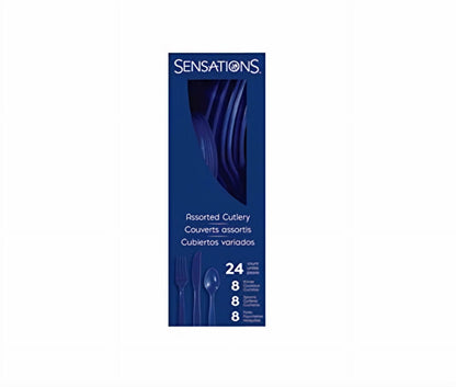SENSATIONS Assorted Plastic Cutlery - Navy Blue, 24 count