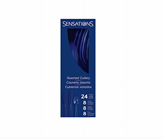 SENSATIONS Assorted Plastic Cutlery - Navy Blue, 24 count
